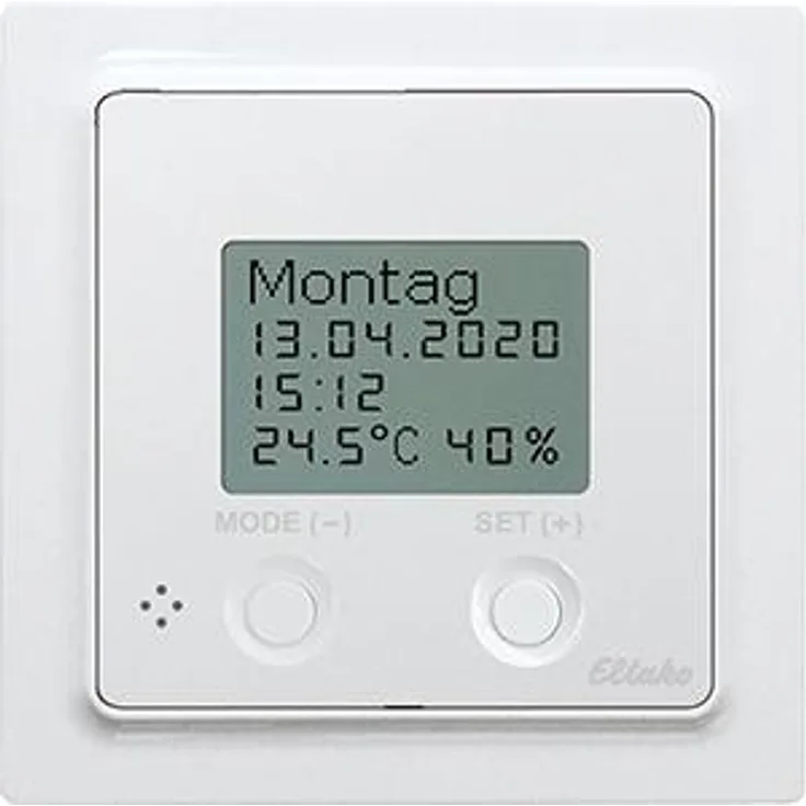 Eltako FUTH55ED/12-24V UC-pg Hygrostat, Funk-Thermo-Hygrostat mit 30m Reichweite und beleuchtetem Display