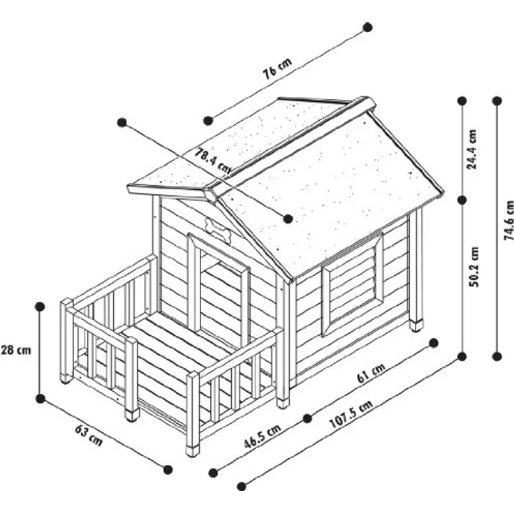 Hundehütte "TALAMONE JAVA" L x B x H: 115 x 76 x 74 cm – Bild 3