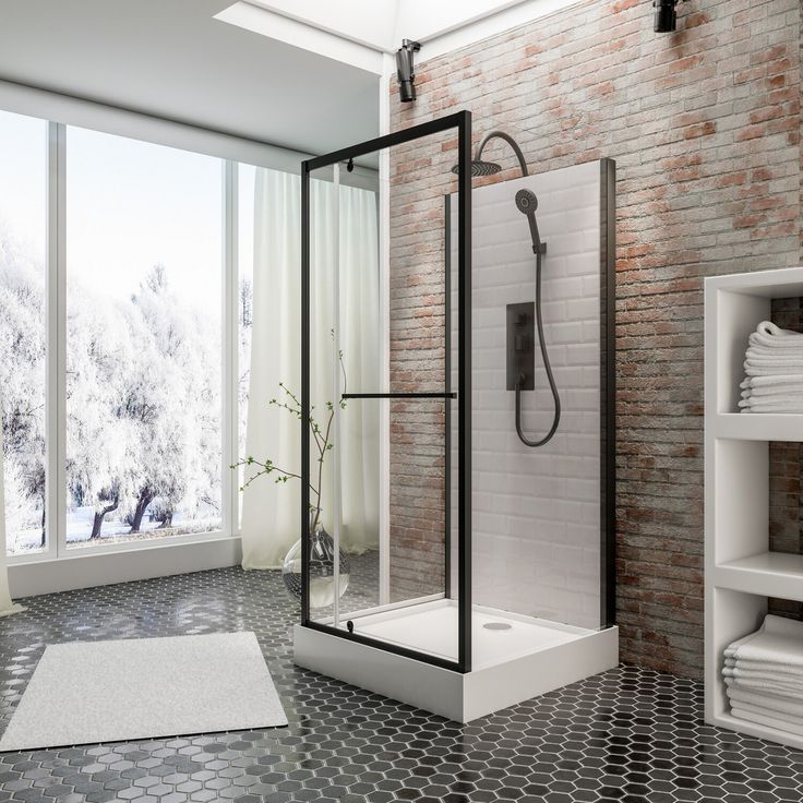 Schulte Komplettdusche 'Jersey II' schwarz matt 90 x 90 x 215 cm, hochwertige Duschkabine mit Sicherheitsglas und mattschwarzen Armaturen