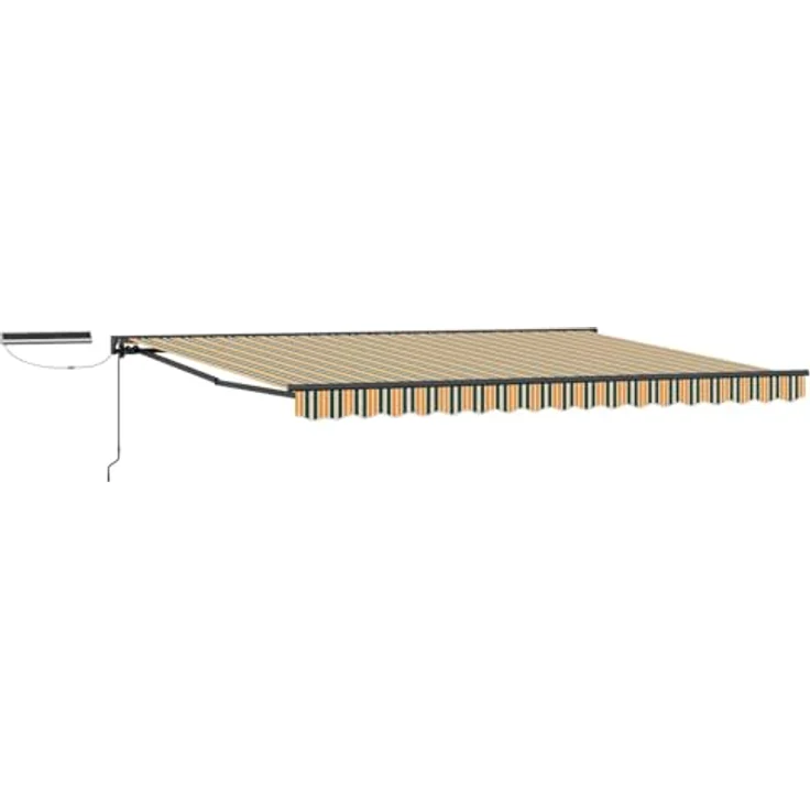 vidaXL Elektrische ausziehbare Markise 4,5 × 3 m, Wetterbeständiger Stoff in Grün, Gelb und Anthrazit mit Fernbedienung – Bild 1