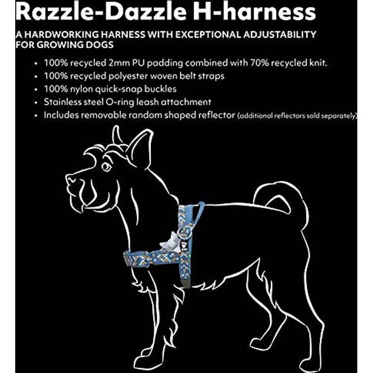 Hurtta Razzle-Dazzle H-harness 45-55 cm Bilberry, Halsband + Leine – Bild 2