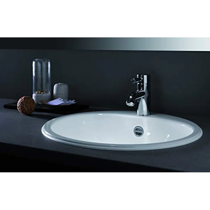 Alape EW 3 Einbaubecken, kreisförmig, Ø 475 mm, glasiert, Weiß, mit Hahnloch und Überlauf / Waschtisch / Waschbecken – Bild 2