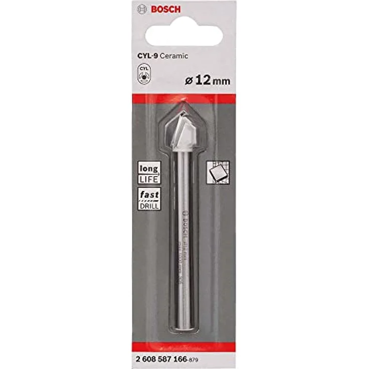 Bosch CYL-9 Ceramic 2608587166, Glas- und Fliesenbohrer 12 mm, Zylinderschaft, Gesamtlänge 90 mm, für trockene Bohrungen – Bild 1