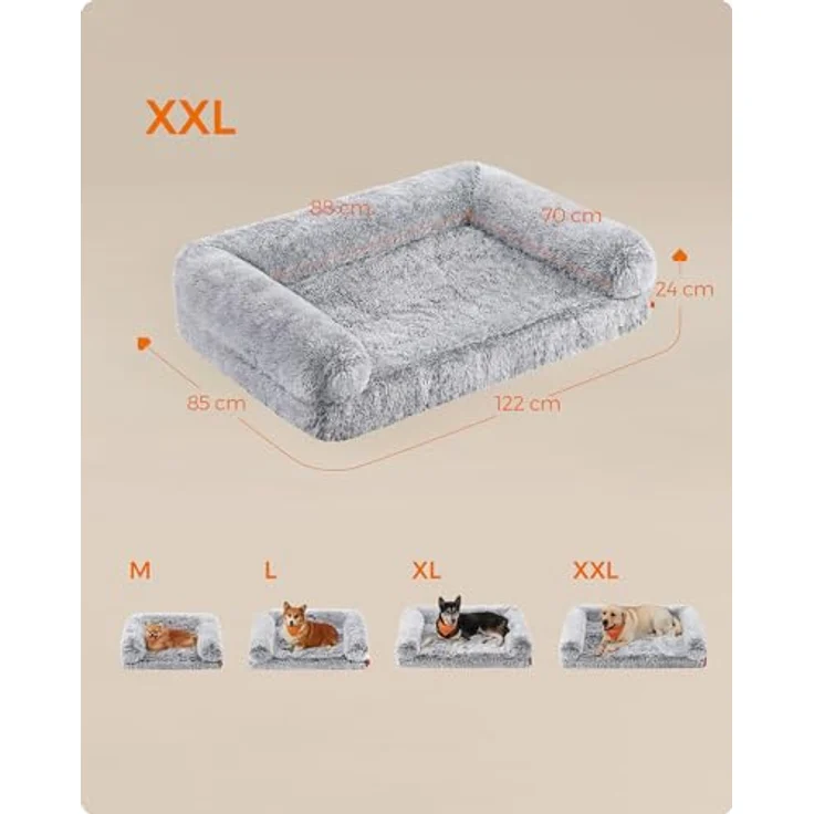 Feandrea FluffyHug Hundebett XXL, Noppenschaumstoff, abnehmbarer Bezug, waschbar, Ombré-Grau – Bild 5