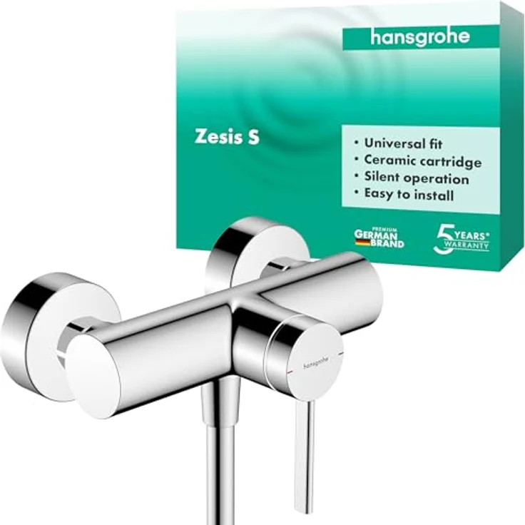 hansgrohe Zesis S, Duscharmatur Aufputz für 1 Verbraucher, Einhebelmischer mit Keramikmischsystem, Chrom – Bild 1