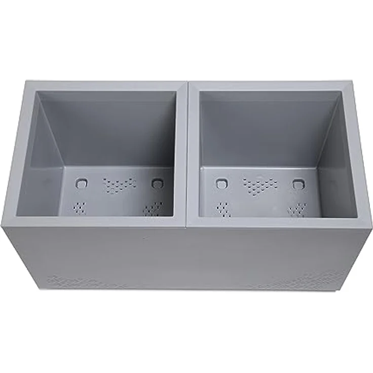 Kreher XL Pflanzkasten Karo Beton Optik 72 Liter (rechteckig) Grau - Robust & Umweltfreundlich, mit integriertem Bewässerungssystem – Bild 2