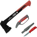 siwitec Axt GESCHENK SETS MIT 4IN1 SCHÄRFER UND UNIVERSALMESSER, C45 Carbon Stahl, Hickory-Hartholzgriff - Preisvergleich