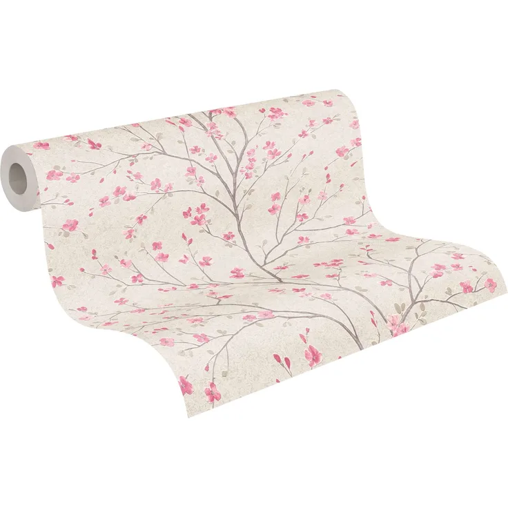 Livingwalls Vliestapete Metropolitan Stories Tapete mit Kirschblüten Mio Tokio Braun, Rosa, Weiß 379121