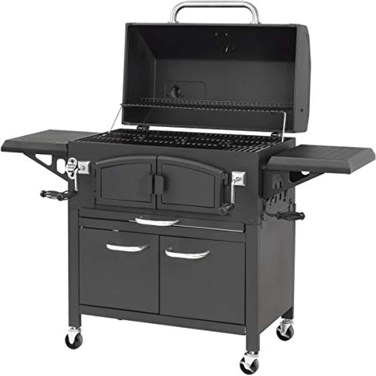 Barbecue El Fuego Holzkohlegrill Grand Ontario Holzkohlegrillwagen Smoker BBQ, Grillfläche 81 x 46 cm – Bild 2