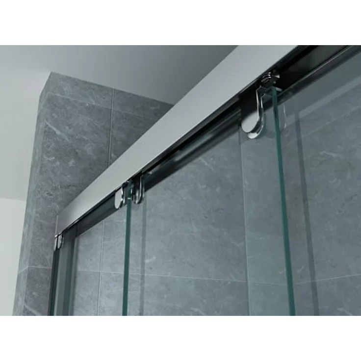 Aloni 3-teilige Nischen-Schiebetür aus Sicherheitsglas, 8mm, 140x200cm, Chromrahmen, klare Glastüren – Bild 5