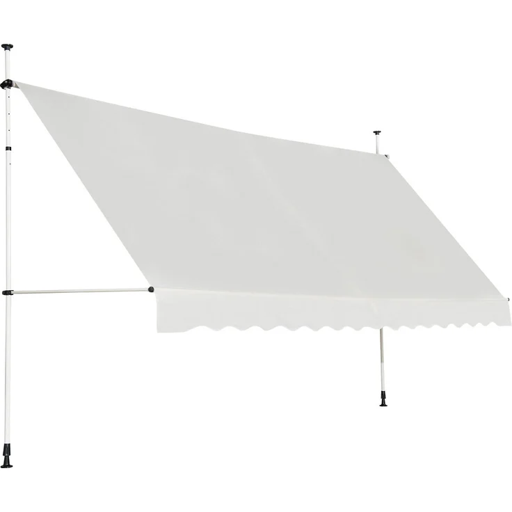 Costway 395cm breit Klemmmarkise Balkonmarkise mit Handkurbel Sonnenmarkise 200-300 cm höhenverstellbar ohne Bohren Beige, hohe Strapazierfähigkeit und UV-Schutz