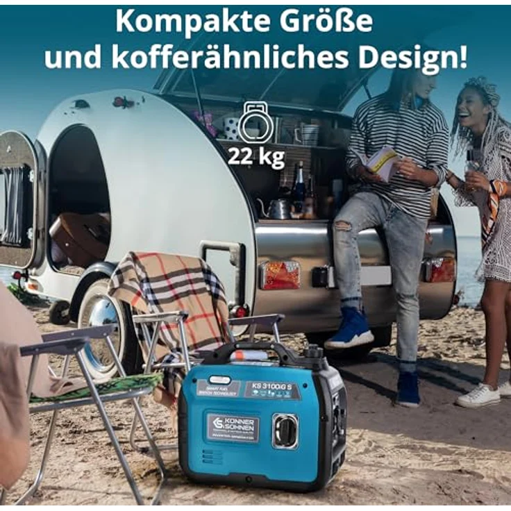 Könner & Söhnen LPG/Benzin-Inverter-Generator KS 3100iG S, 3100 W Höchstleistung, schallgedämmtes Gehäuse, 2 USB-Anschlüsse, ECO-Modus, Kupferwicklungen – Bild 2
