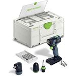 Festool Akku-Bohrschrauber TXS 18-Basic-Set (mit Magnet-Bithalter, Werkzeugfutter, Winkelvorsatz, Schnellspannbohrfutter, Bitkassette, Bit, Gürtelclip), im Systainer