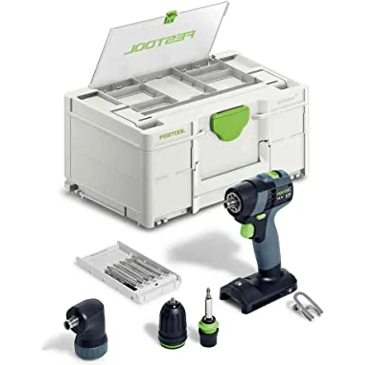 Festool Akku-Bohrschrauber TXS 18-Basic-Set (mit Magnet-Bithalter, Werkzeugfutter, Winkelvorsatz, Schnellspannbohrfutter, Bitkassette, Bit, Gürtelclip), im Systainer – Bild 1