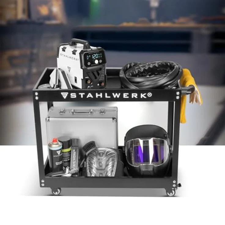 STAHLWERK FLUX 120 ST Digital Schweißgerät, Fülldrahtschweißen ohne Schutzgas, mit Gerätewagen und Schweißhelm – Bild 11