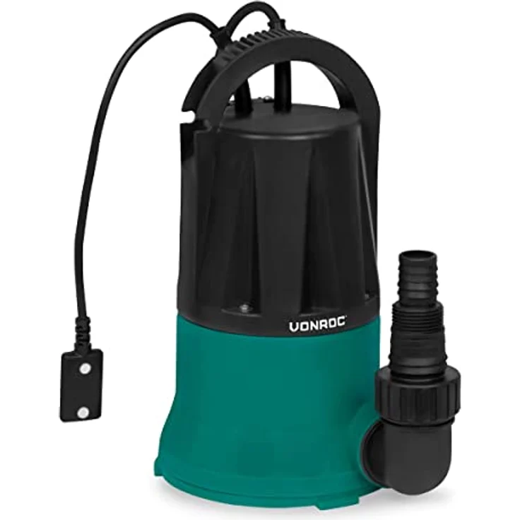 VONROC Tauchpumpe Reinwasserpumpe, flachsaugend mit Schwimmer, 6000 l/h, 400W, für Keller und Garten – Bild 1