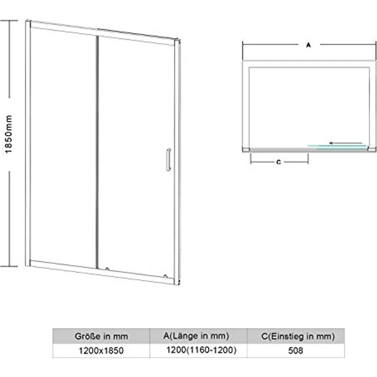 Duschkabine Duschabtrennung Eckeinstieg mit Schiebetür ESG Klarglas 76x100x185cm – Bild 8