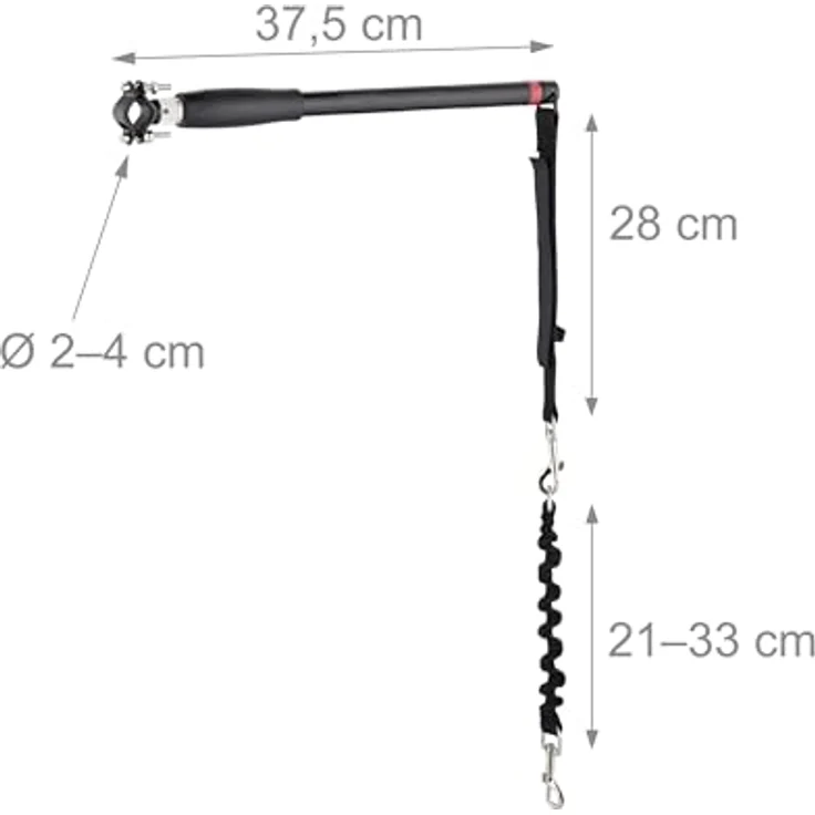 relaxdays Fahrradleine für Hunde mit Abstandshalter, Stahl, Schwarz - flexible Leine für sicheres Führen beim Fahrradfahren – Bild 4