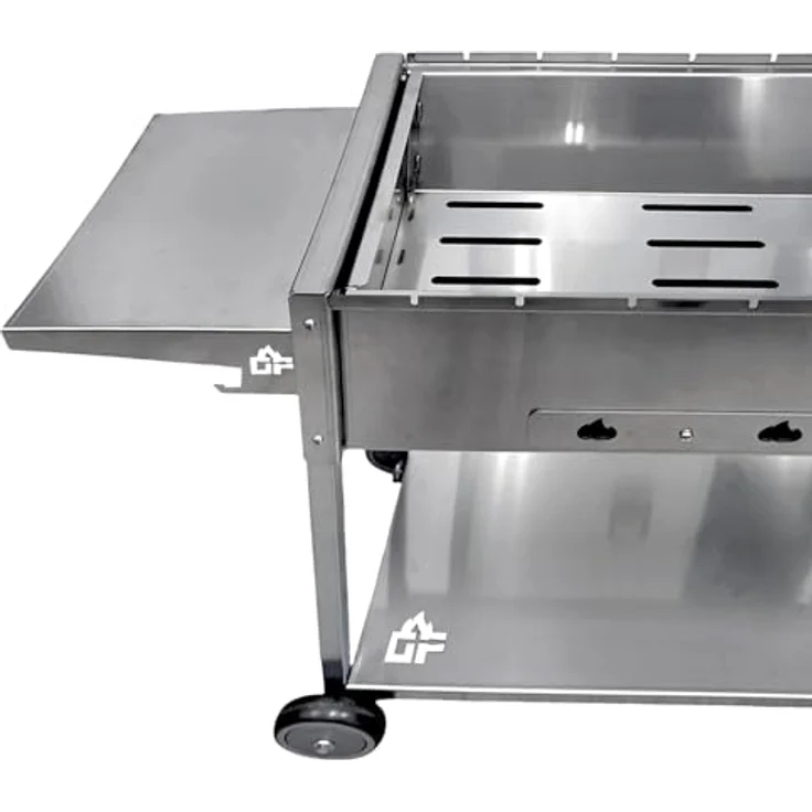 Grillpeter Mangal Batyr Deluxe 80 cm, Edelstahl Schaschlikgrill mit Ablage, Kasanhalter und herausnehmbarer Grillwanne – Bild 5