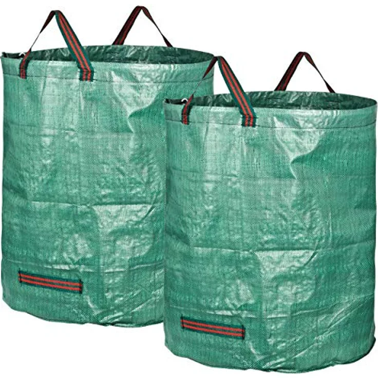 GardenMate 2X 272l Gartensack Laubsack Gartenabfallsack stabil - Gartensäcke für Gartenabfälle - Laubsäcke Rasenschnitt - Grünschnittsäcke faltbar, groß, robust aus Polypropylen-Gewebe 150GSM