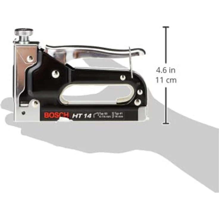 BOSCH Hammertacker Handtacker HT 14, Allroundtacker in robuster Ganzstahlausführung, gepolsterte Griffmulde, schwarz - Preisvergleich – Bild 5