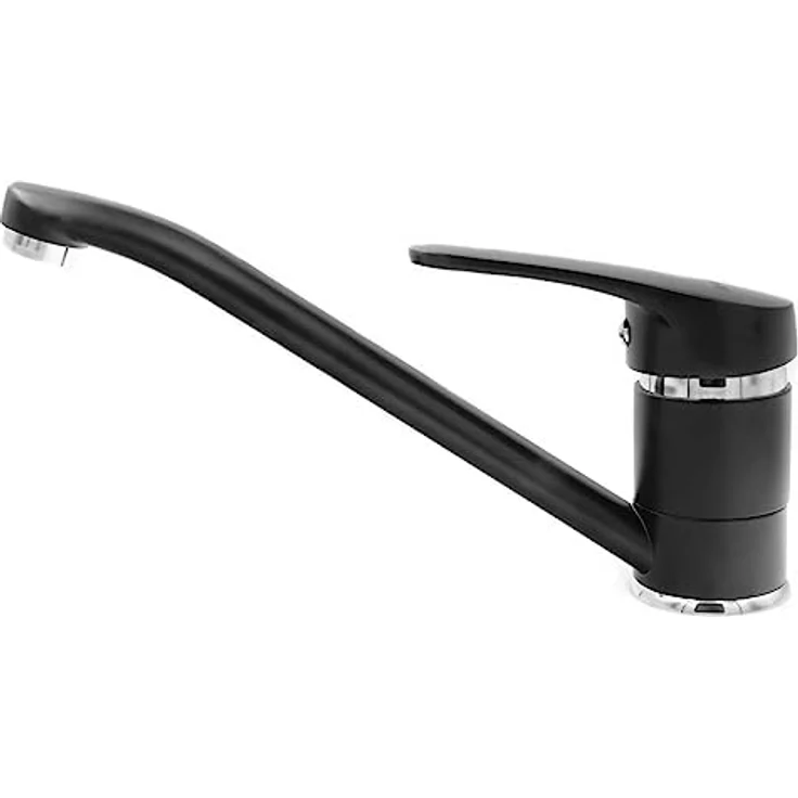 Faizee Möbel Granitspüle 76x44 Küchenspüle Eckig Spülbecken f. Unterschränke ab 45 cm inkl.Siphon Set (Schwarz, Armatur Klein Schwarz) – Bild 4