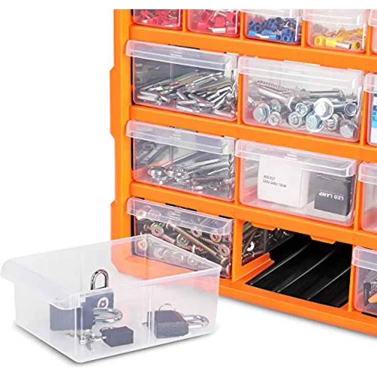 Monzana Sortimentskasten MW1502 39 Schubladen 47,5x38x16cm Trennwände bis 72 Fächer Werkstatt Sortierbox Sortierkasten – Bild 3