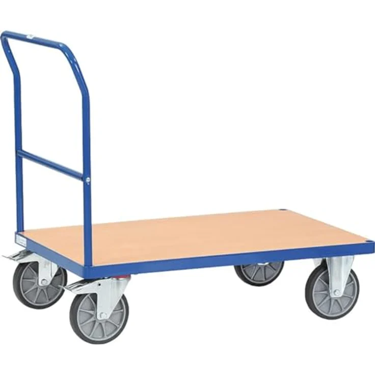 FETRA Transportwagen Schiebebügelwagen 2503, Ladefläche 120x80 cm, Tragfähigkeit 600 kg, buche/brillantblau – Bild 2