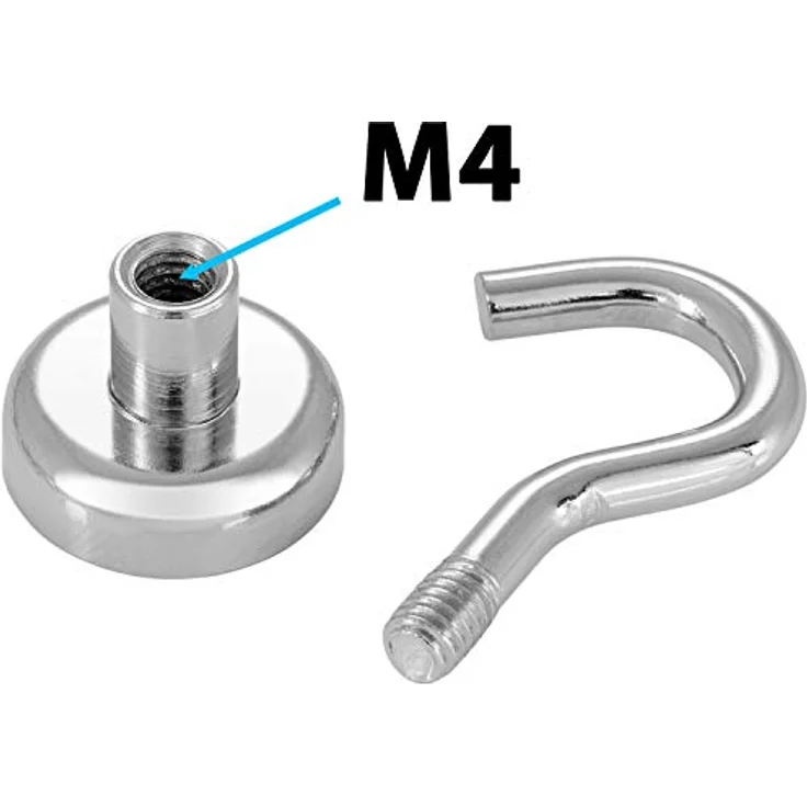 Poppstar 10 Stück Magnethaken Haftkraft 8 kg, Durchmesser 16mm Mini Magnet-Haken – Bild 4