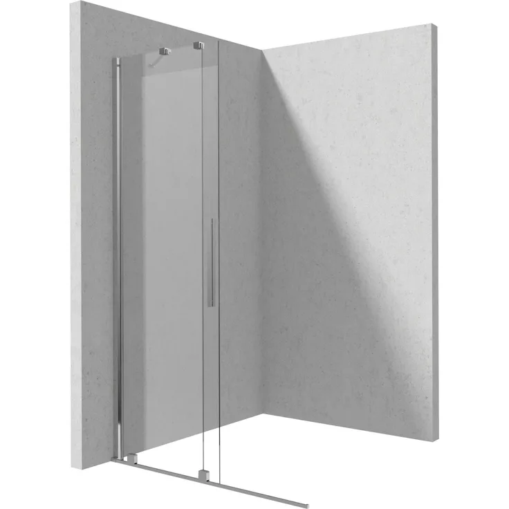 DEANTE Duschabtrennung Walk-In, 140 cm, Schiebetür, gehärtetes Glas 6 mm, Active Cover Beschichtung, verchromt, Montage ohne Duschtasse