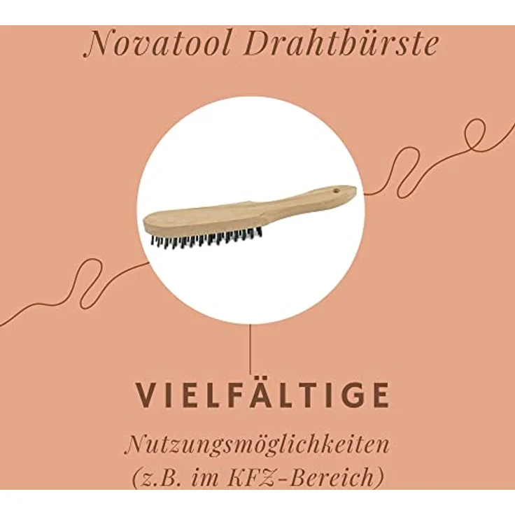 Novatool 2X Drahtbürsten Set, 5-reihig, 27 cm lang mit Holzgriff, für Grillreinigung und hartnäckige Verschmutzungen – Bild 4