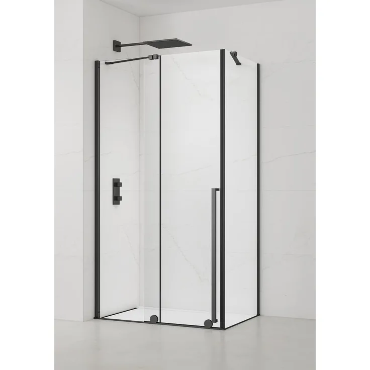 SIKO SAT Xmotion Duschkabine 120 x 90 cm, EasyClean Klarglas 8 mm mit Schiebetür, schwarz matt