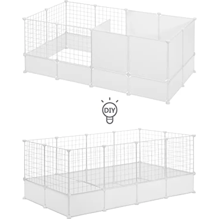 EUGAD Freigehege für Kaninchen, Freilaufgehege Kaninchen, Meerschweinchen Gehege, Weiß BHT 142x53x71cm – Bild 4