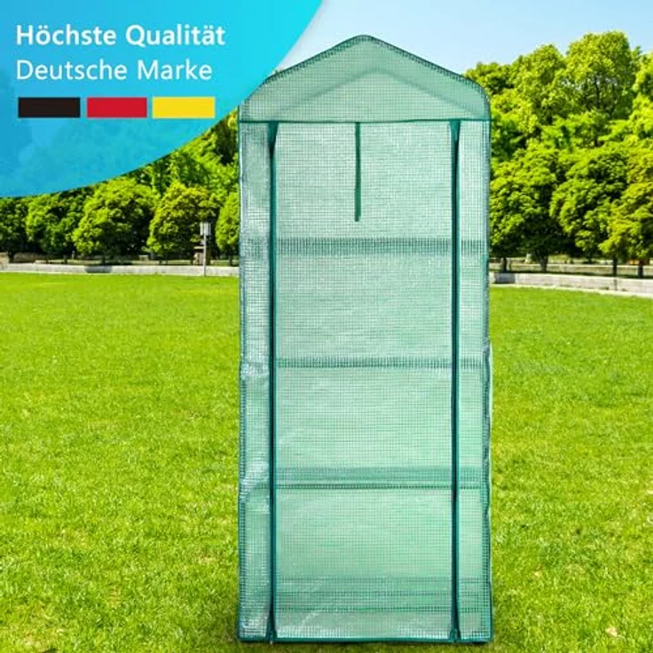 "NYVI Foliengewächshaus NYVIGreen - Gewächshaus klein für Jungpflanzen, Überwinterungszelt / Gewächshaus klein für Jungpflanzen, Tomaten, 158x69x49 cm, lichtdurchlässig, stabil und wetterfest, grün" – Bild 5
