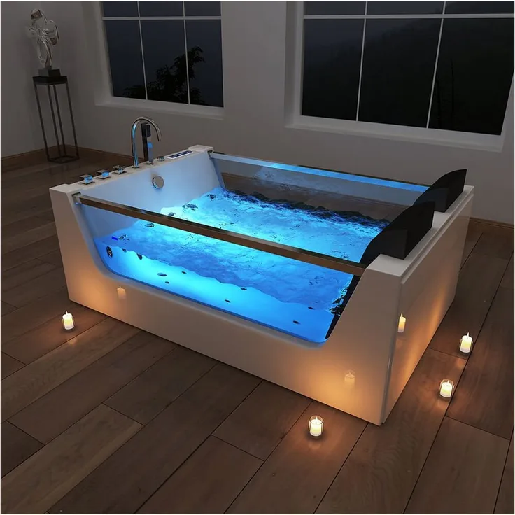 HOME DELUXE Whirlpool-Badewanne Whirlpool ATLANTIC XL - XL, für 2 Personen, Farbe: Weiß