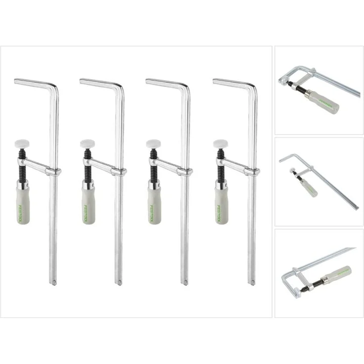 Festool FSZ 300 Schraubzwingen, 4 Stück für sichere Fixierung, Ganzstahl-Ausführung, max. Spannweite 300 mm