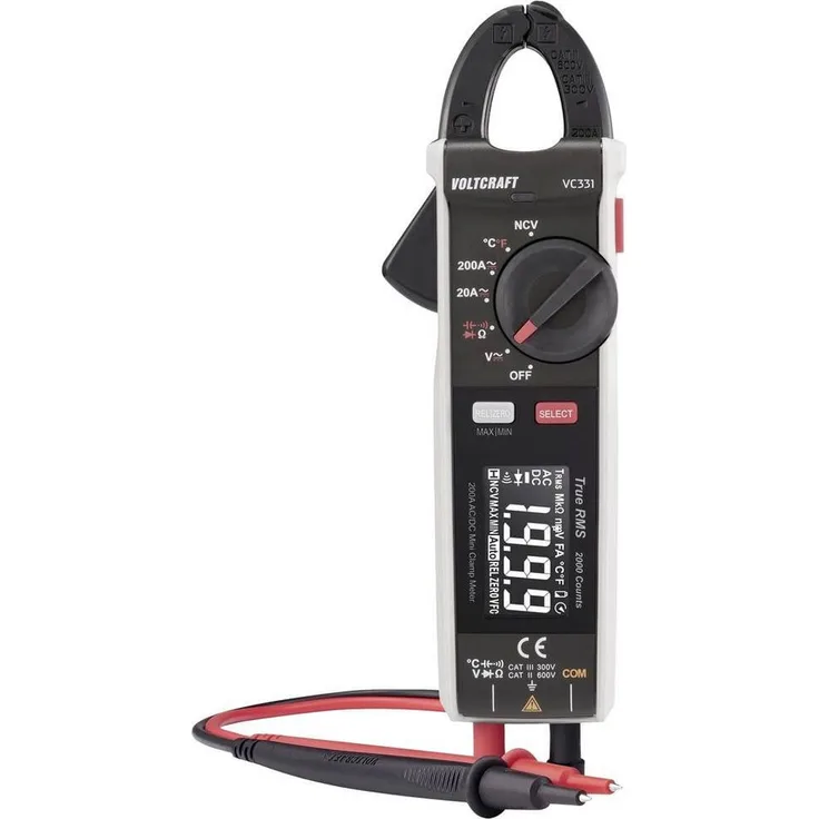 VOLTCRAFT Multimeter VC331 Stromzange AC/DC, ergonomisch geformtes Gehäuse, vielseitige Messfunktionen, kontrastreiches Display