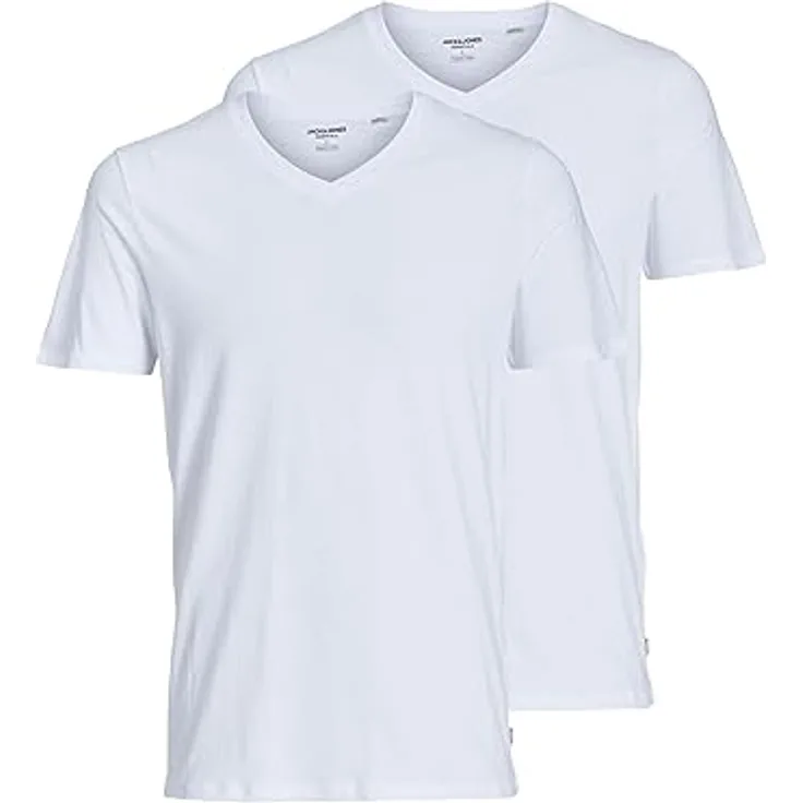 Jack & Jones Basic V-Shirt für Herren, Weiß, aus hochwertigem Jerseystoff, Größe XL