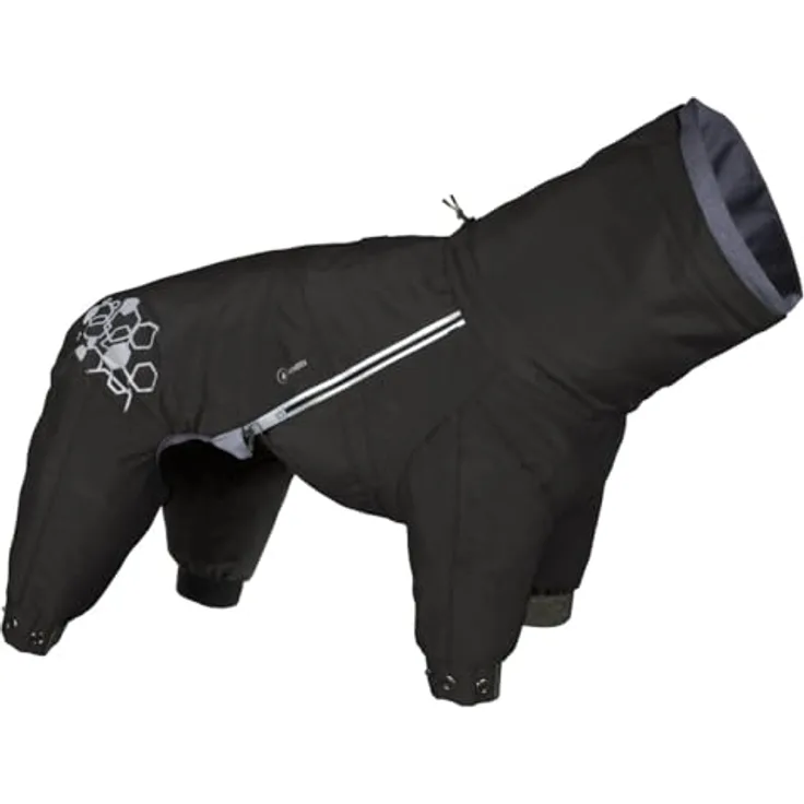 HURTTA Mudventure Overall ECO, wasserdichter Hundeoverall mit reflektierenden Prints, schwarz