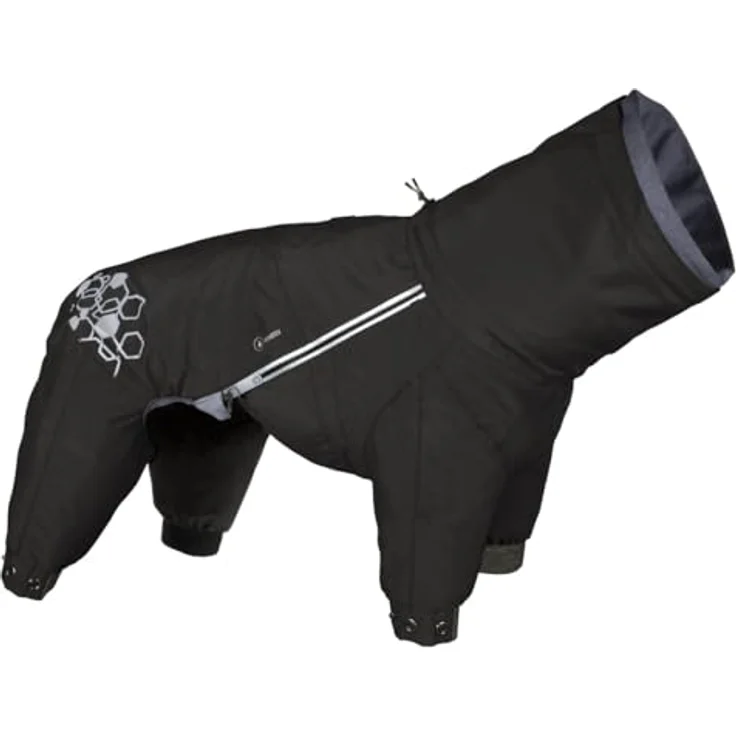 HURTTA Mudventure Overall ECO, wasserdichter Hundeoverall mit reflektierenden Prints, schwarz – Bild 1