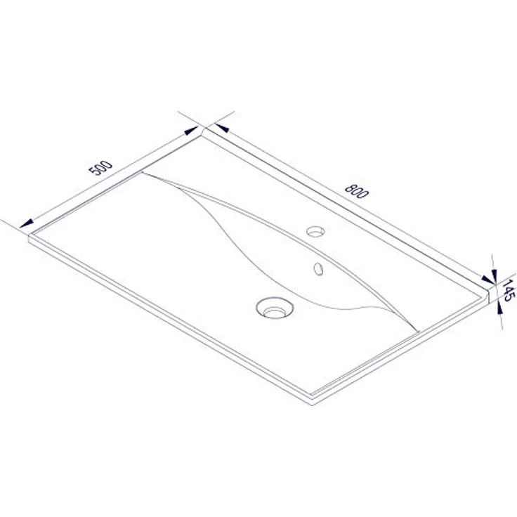 Fackelmann Waschbecken Capri/Waschtisch aus Gussmarmor/Maße (B x H x T): ca. 80 x 14,5 x 50 cm/Einbauwaschbecken/hochwertiges Becken fürs Badezimmer und WC/Farbe: Weiß/Breite: 80 cm – Bild 2