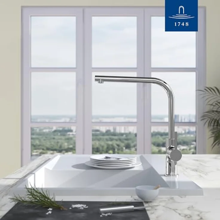 Villeroy & Boch Küchenarmatur Variaro, FirmaFlow® Kartusche, 360° schwenkbarer Auslauf, Schnellmontagesystem, Chrom-Finish – Bild 5