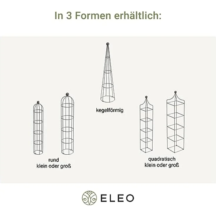 ELEO Rankobelisk Messina Set anthrazit schwarz - 140x29 und 160x34 cm Rankhilfe rund aus Metall - wetterfest, pulverbeschichtet - dekorativ und praktisch für den Garten – Bild 5