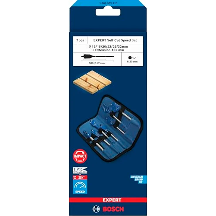 BOSCH EXPERT Self Cut Speed Flachfräsbohrer-Set, 16-32mm, Hochgeschwindigkeitsbohren mit automatischem Vorschub und Verlängerung – Bild 2