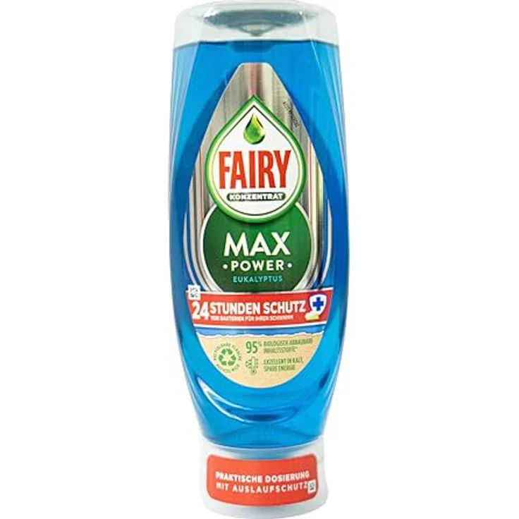 Fairy Max Power Eukalyptus Geschirrspülmittel, Handgeschirrspülmittel im Konzentrat, 545 ml, antibakteriell und exzellent in kaltem Wasser verwendbar – Bild 1