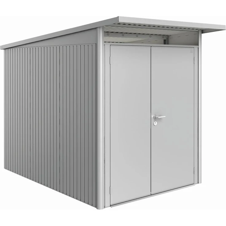 BIOHORT GH AvantGarde A3, Gartenhaus in silber-metallic mit schmaler Doppeltür, wartungsfrei