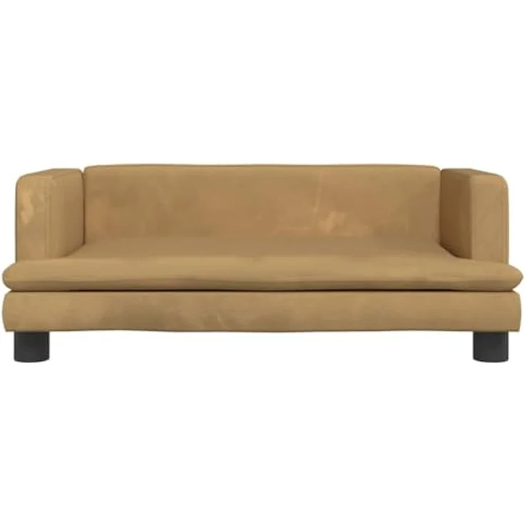 vidaXL Hundematratze, Braun, Samtbezug, massives Kiefernholz, 80 x 45 x 30 cm – Bild 3