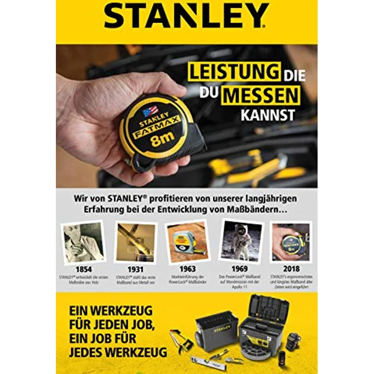 Stanley Bandmaß 5 m, extra-starkes gebogenes Band, Polymer-Schutzschicht, 0-30-497 – Bild 6