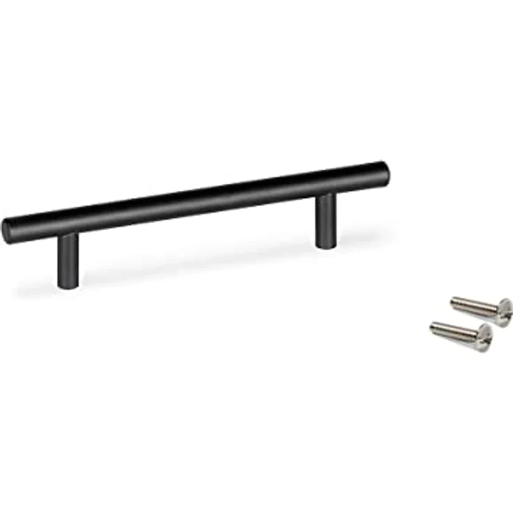 Emuca Möbelgriff, 192 mm Achsabstand, 256 mm Länge, hohler Edelstahl, schwarz, 10 Stück – Bild 1