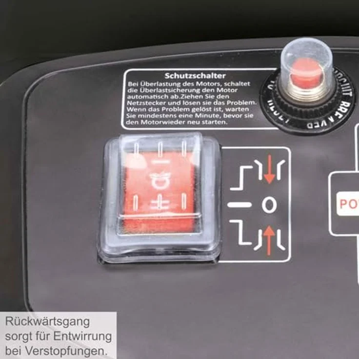 Scheppach GS60 Elektro-Gartenhäcksler + Fahrvorrichtung - 2in1 leisehäcksler, 2800 Watt Leistung, Schnittstärke 45 mm, 60l Fangbox, Selbsteinzug und Rücklauf, mit Nachstopfer, Handschuhe und Gartenschere – Bild 4